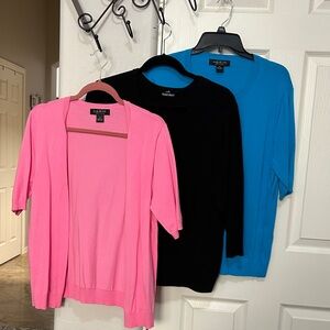 Kasper Women's Cardigan Set in Pink, Black, and Blue